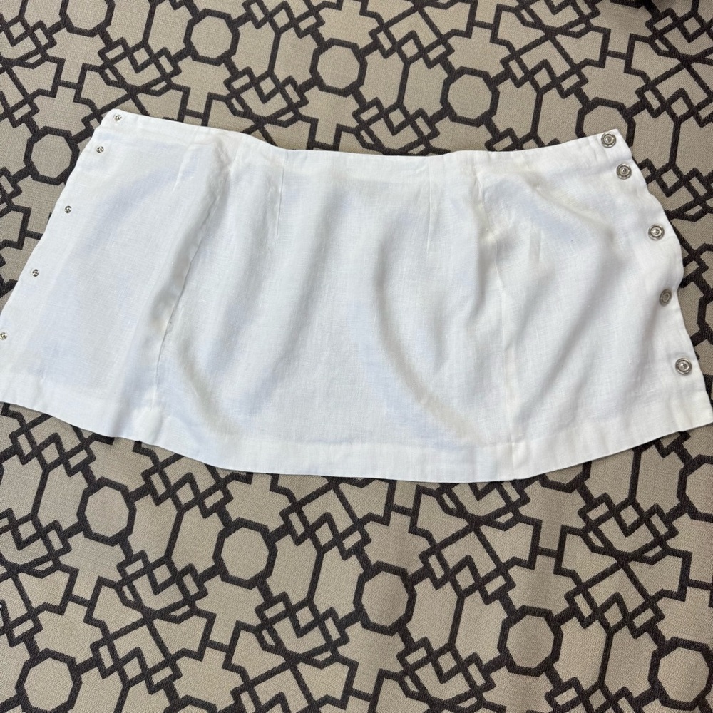 Gianni Versace Linen Button Front Skirt Medusa White Sz 40 S - Picture 12 of 16